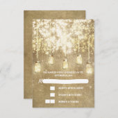 String lichten metselaar potten bruiloft RSVP kaar (Voorkant / Achterkant)