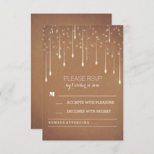 string lichten moderne bruiloft RSVP kaarten (Voorkant / Achterkant)