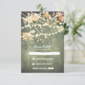 String lichten moderne rustieke bruiloft RSVP kaar (Staand voorkant)