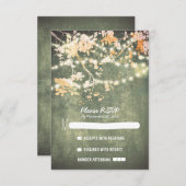 String lichten moderne rustieke bruiloft RSVP kaar (Voorkant / Achterkant)