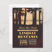 String lichten palmen strand opslaan van de datum aankondigingskaart (Voorkant / Achterkant)