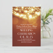 String lichten sinaasappel elegante bruiloft uitno kaart (Staand voorkant)