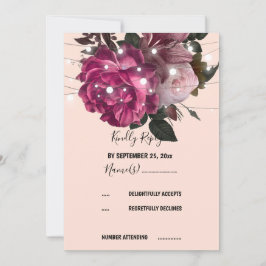 string light Burgundy flower RSVP Uitnodiging