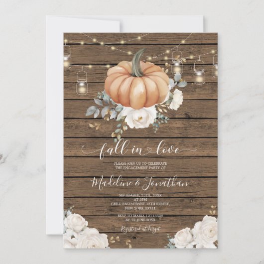 String Light Herfst In Love Rustic Engagement Part Kaart (Voorkant)