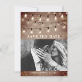 String Light Industrial Rustic Brick Wedding Save The Date (Voorkant)