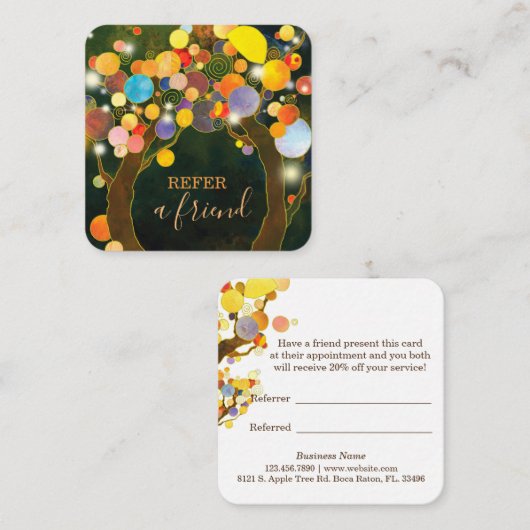 String Light Love Trees Business Aanbevelingskaartje (Voorkant / Achterkant)