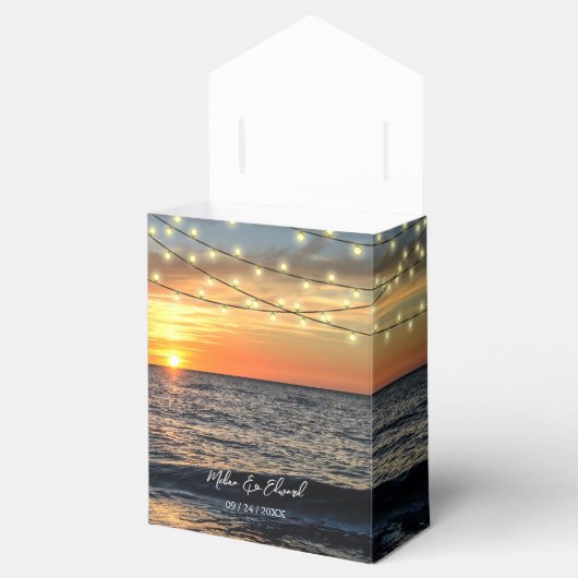 String Light Sunset Beach Weddenbox Bedankdoosjes (Geopend)