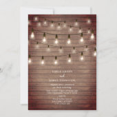 String Lightbulbs Hout Wedding Kaart (Voorkant)