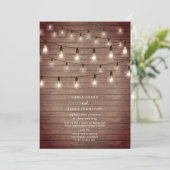  String Lightbulbs Hout Wedding Kaart (Staand voorkant)