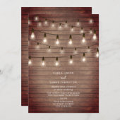  String Lightbulbs Hout Wedding Kaart (Voorkant / Achterkant)