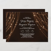 String Lights Achtergrond Rustiek Country Wedding Kaart (Voorkant / Achterkant)