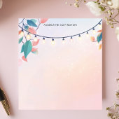 String Lights and Leaves Pastel Gepersonaliseerde  Notitieblok