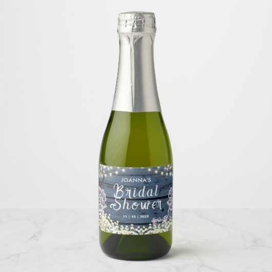 String Lights Baby's Breath & Lace | Blauw hout Sparkling Wijnetiket (Voorkant)