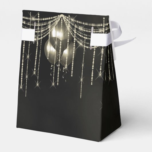 String Lights & Balloons Sweet 16 Black/Gold ID473 Bedankdoosjes (Achterkant)