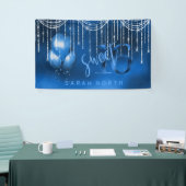 String Lights & Balloons Sweet 16 Dk Blue ID473 Spandoek (Beurs)