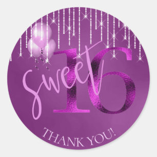String Lights & Balloons Sweet 16 Orchid ID473 Ronde Sticker
