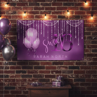 String Lights & Balloons Sweet 16 Orchid ID473 Spandoek