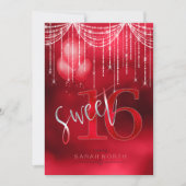 String Lights & Balloons Sweet 16 Red ID473 Kaart (Voorkant)