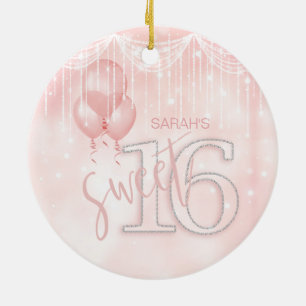 String Lights & Balloons Sweet 16 Roos Gold ID473 Keramisch Ornament