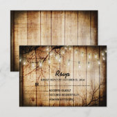String Lights Barn Wood Wedding RSVP Kaartje (Voorkant / Achterkant)