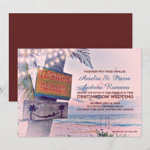 String Lights Beach Destination Mariage Invitation
