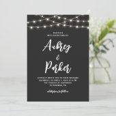 String Lights BEWERKBARE KLEUR Bruiloft uitnodigin Kaart (Staand voorkant)