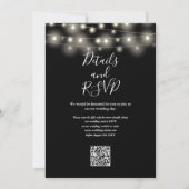 String Lights Black And White QR Code Wedding Kaart (Achterkant)