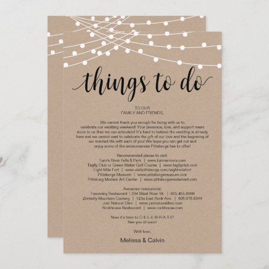 String Lights, Black, Dingen om te doen, reiskaart Programma (Voorkant / Achterkant)