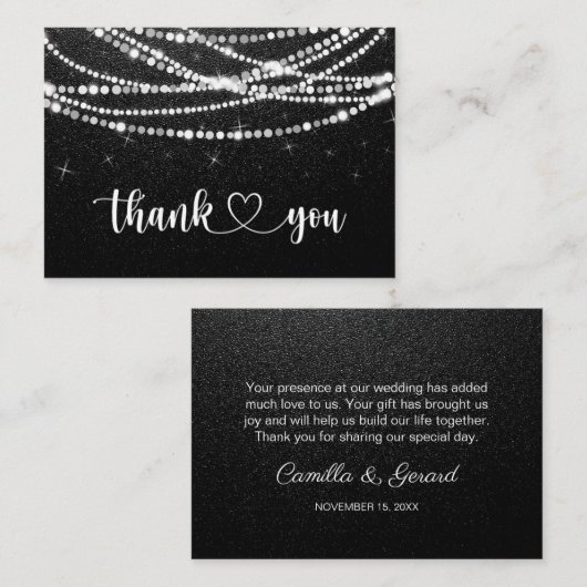 String Lights Black White - Dank u Visitekaartje (Voorkant / Achterkant)