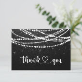 String Lights Black White Flat - Hartelijk dank Bedankkaart (Staand voorkant)