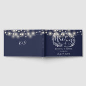 String Lights Bloemen Navy Blauw Bruiloft Gastenboek (Volledig)