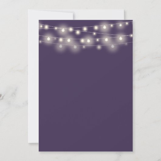 String Lights Bloemen Paarse bruiloft Save The Date (Achterkant)