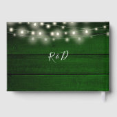 String Lights Bloemen Rustiek Groen Hout Bruiloft Gastenboek (Achterkant)