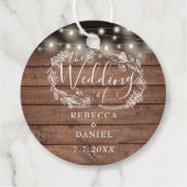 String Lights Bloemen Rustieke Houten Bruiloft Bedankjes Labels (Achterkant)