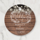 String Lights Bloemen Rustieke Houten Bruiloft Bedankjes Labels (Voorkant)