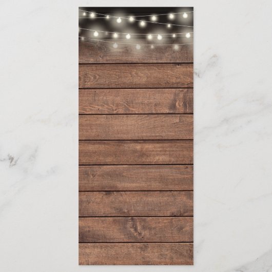 String Lights Bloemen Rustieke Houten Bruiloft Menu (Achterkant)