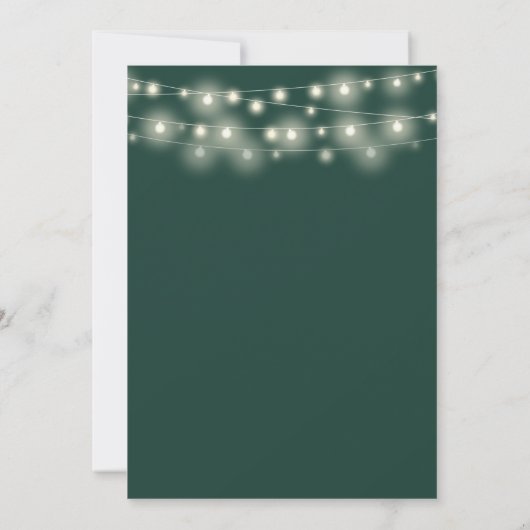 String Lights Bloemen Smaragd Groene Bruiloft Save The Date (Achterkant)