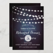 String Lights Blue Bokeh Rehearsal Invitations (Devant / Derrière)