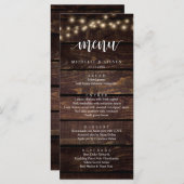 String Lights Brown Kraft Wedding Elopement Dinner Menu (Voorkant / Achterkant)
