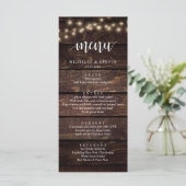 String Lights Brown Kraft Wedding Elopement Dinner Menu (Staand voorkant)