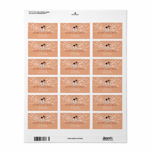 String Lights Bruiloft Retouradres Etiket (Full Sheet)