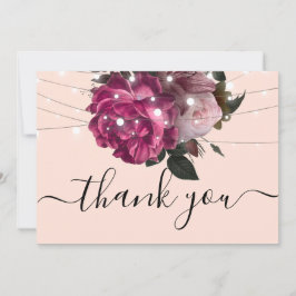 String Lights Burgundy Flowers bedankt Kaart