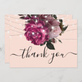 String Lights Burgundy Flowers bedankt Kaart (Voorkant / Achterkant)