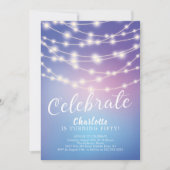 String Lights Celebrate Birthday Invitation Kaart (Voorkant)