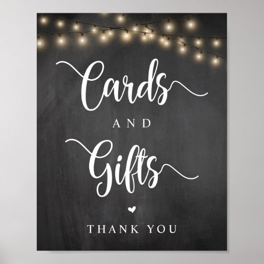 String Lights, Chalkboar, bruiloft en cadeaus Poster (Voorkant)