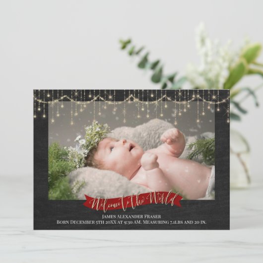 String Lights Chalkboard Fotoaankondiging Aankondiging (Staand voorkant)