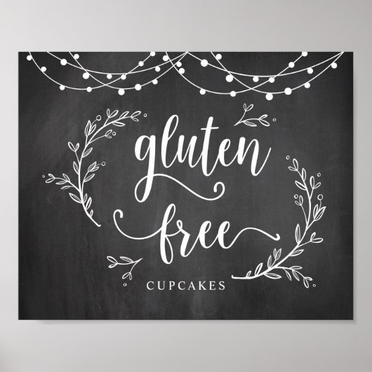 String Lights, Chalkboard, Wedding Party Cupcakes Poster (Voorkant)