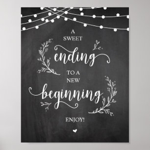 String Lights, Chalkboard, Wedding Party Dessert Poster
