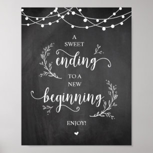 String Lights, Chalkboard, Wedding Party Dessert Poster