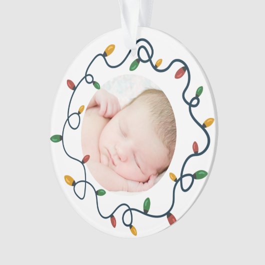 String Lights Custom Baby's First Christmas Photo (devant)